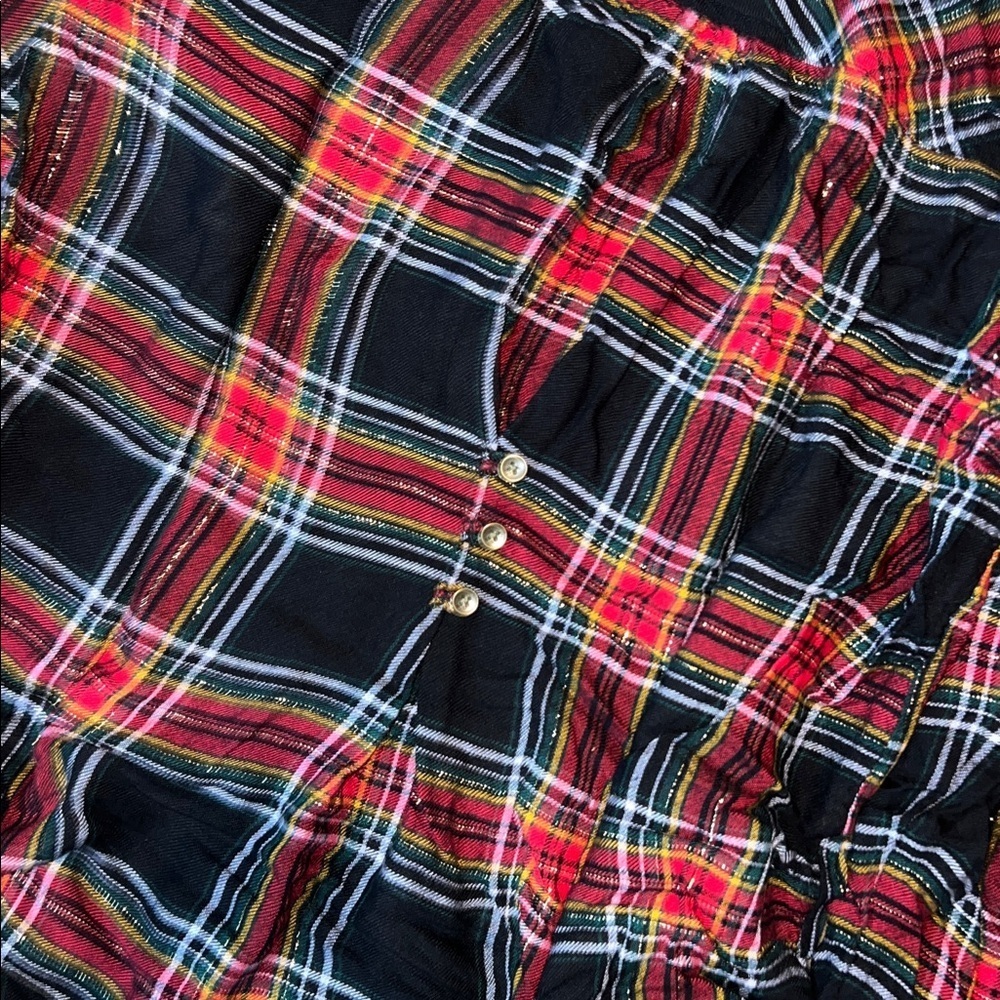 Maurices Red and Black Checkered Sparkly Button Down Shirt - Picture 5 of 5